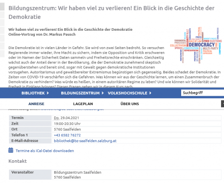 Bildungszentrum: Wir haben viel zu verlieren! Ein Blick in die Geschichte der Demokratie